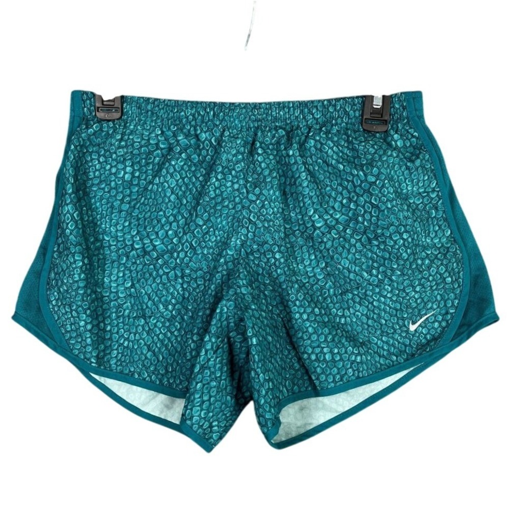 Nike Girls Running Gym Shorts Extra Large Green Alligator‎ Print Lined Dri-fit